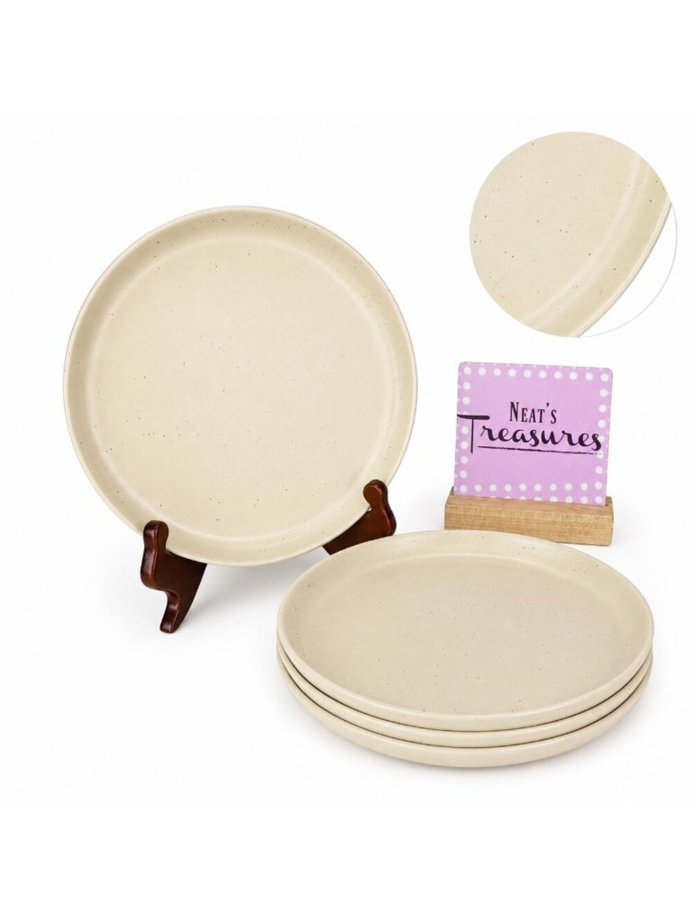 Project 62 Target TILLEY CREAM Speckled Sided Stoneware Salad Plates Set of 4